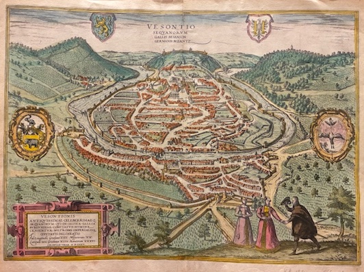 Braun Georg (1541-1622) - Hogenberg Franz (1535-1590) Vesontio Sequanorum. Gallis Besanson. Germanis Besantz 1580 ca. Colonia 